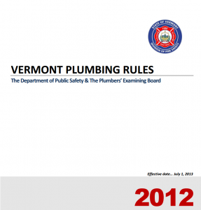 State of Vermont Plumbing Rules 2012